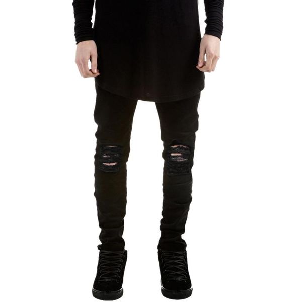 high street distressed mens pants jeans hip hop rock streetwear black white ripped jeans men stretch skinny denim trousers, Blue 
high street distressed mens pants jeans hip hop rock streetwear black white ripped jeans men stretch skinny denim trousers, Blue