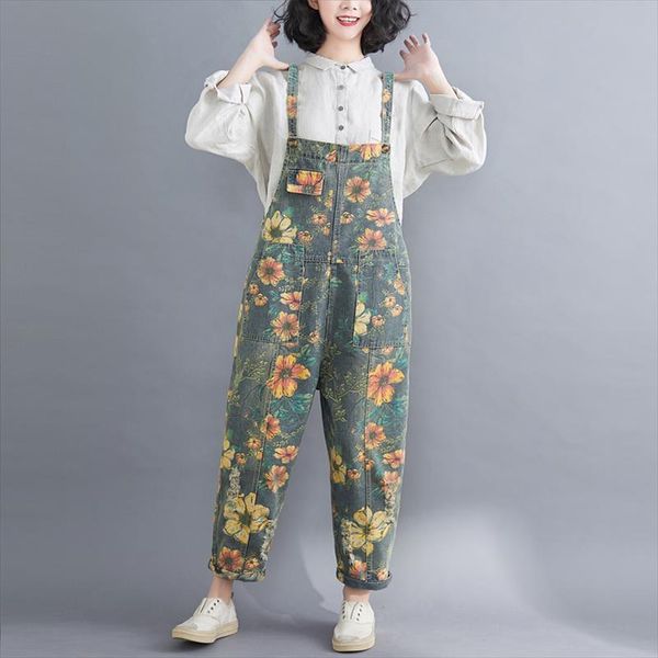 2020 spring autumn women denim jumpsuit plus size suspenders vintage floral overalls elegant loose female rompers gd694, Black;white
2020 spring autumn women denim jumpsuit plus size suspenders vintage floral overalls elegant loose female rompers gd694, Black;white