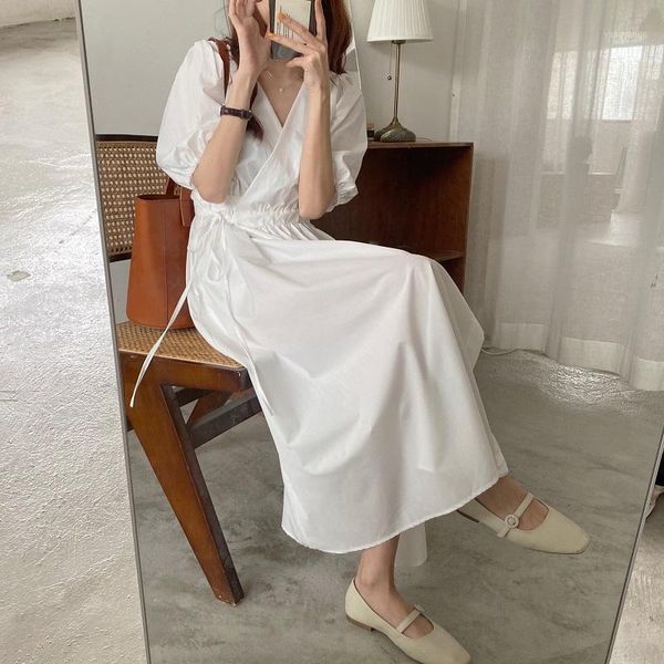 women summer v neck white long wrap dress slim high waist vintage puff sleeve bandage sundress french style1, Black;gray
women summer v neck white long wrap dress slim high waist vintage puff sleeve bandage sundress french style1, Black;gray