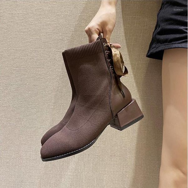 ribbon lace-up knitted sock botas preppy student fashion square toe ankle botines thick med high heels stretch knight boots 20201, Black
ribbon lace-up knitted sock botas preppy student fashion square toe ankle botines thick med high heels stretch knight boots 20201, Black