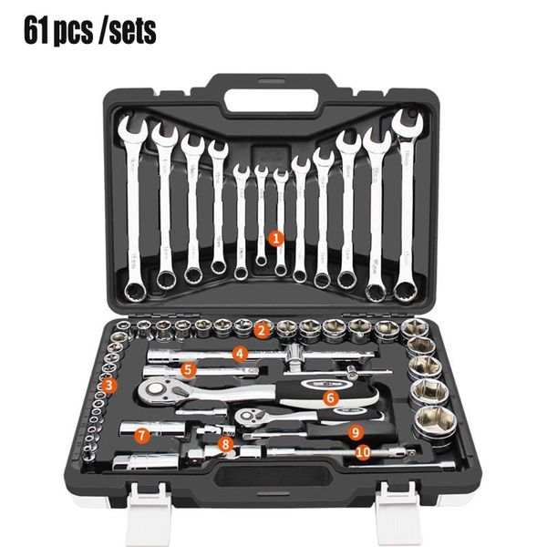 61 pcs set car repair tool car hand tool kit ratchet set torque wrench combination sets of chromium vanadium steel
61 pcs set car repair tool car hand tool kit ratchet set torque wrench combination sets of chromium vanadium steel