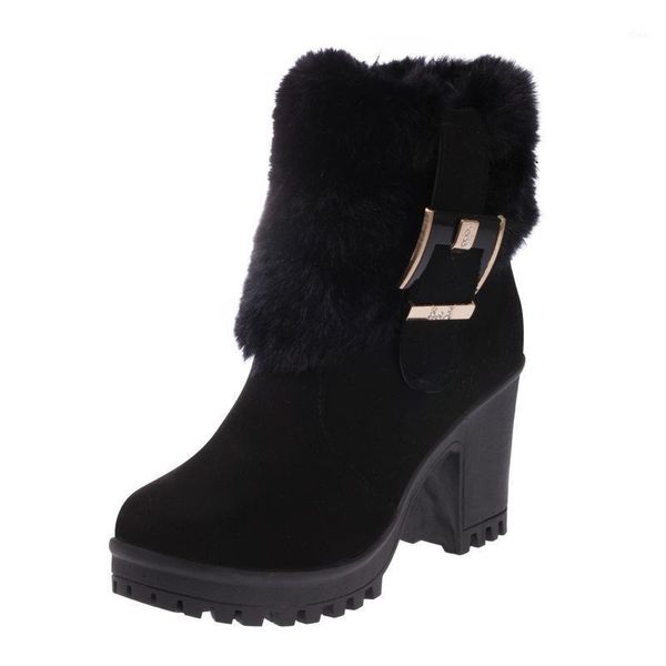 2020 winter new women's boots matte suede thick with metal buckle anti-skid round head plus velvet short tube boots1, Black
2020 winter new women's boots matte suede thick with metal buckle anti-skid round head plus velvet short tube boots1, Black
