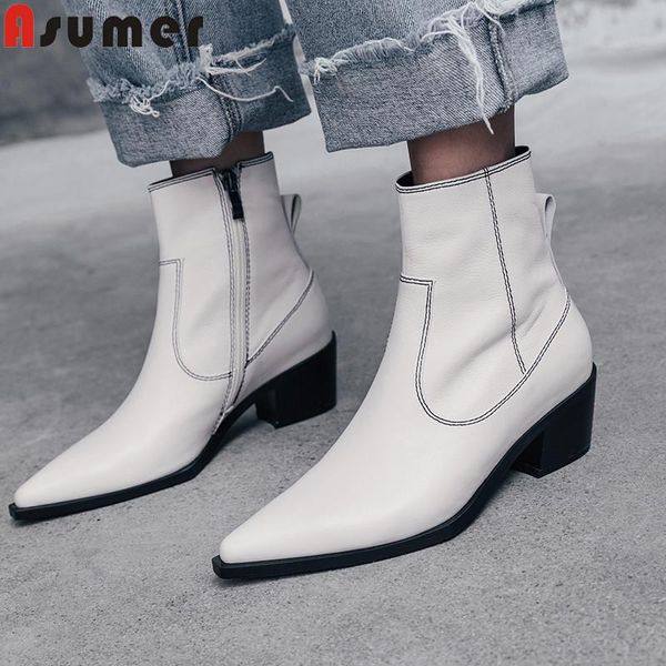 boots asumer big size 34-41 fashion ankle for women pointed toe genuine leather square high heels shoes 2021, Black
boots asumer big size 34-41 fashion ankle for women pointed toe genuine leather square high heels shoes 2021, Black