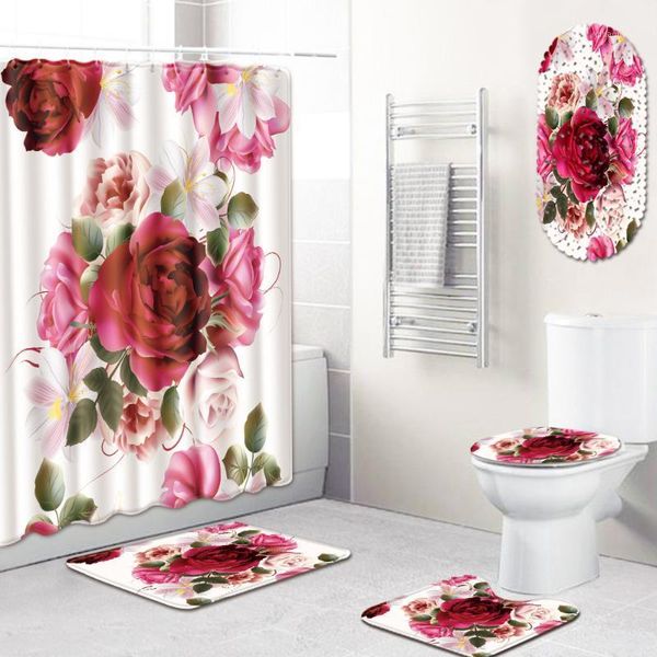 bath mats flowers print shower curtain 3d with hooks 5 piece bathroom rug sets anti slip carpet mat year mat1
bath mats flowers print shower curtain 3d with hooks 5 piece bathroom rug sets anti slip carpet mat year mat1
