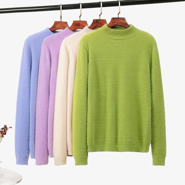 2020 autumn and winter new imitation mink candy color pullover sweater women's bottoming sweater women's1, White;black
2020 autumn and winter new imitation mink candy color pullover sweater women's bottoming sweater women's1, White;black