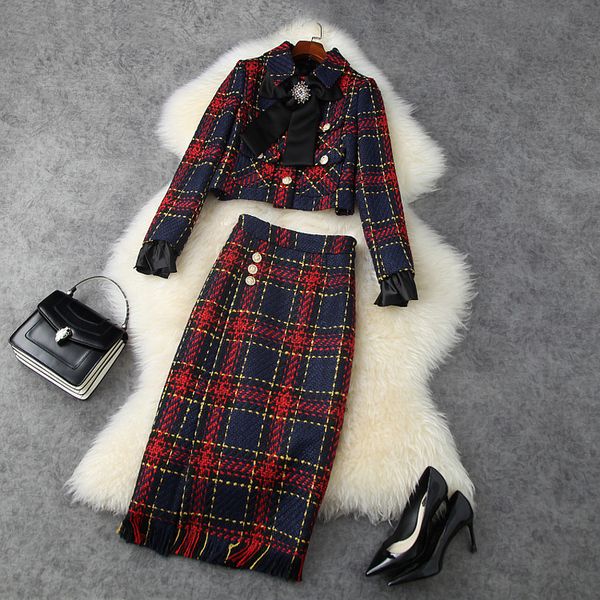 2020 fall winter long sleeve lapel neck plaid tweed ribbon tie bow jacket + tassel mid-calf skirt two piece suits 2 pieces set lo2611482, White
2020 fall winter long sleeve lapel neck plaid tweed ribbon tie bow jacket + tassel mid-calf skirt two piece suits 2 pieces set lo2611482, White