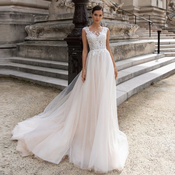 2021 new vestido de noiva cap sleeve scoop appliques bridal es illusion back tulle a line wedding gown fe6l, White
2021 new vestido de noiva cap sleeve scoop appliques bridal es illusion back tulle a line wedding gown fe6l, White