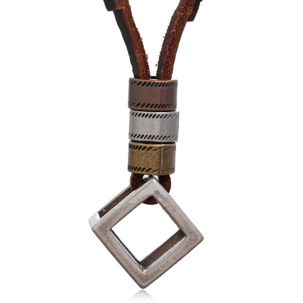men's jewelry alloy hollowed out box pendant cow leather necklace adjustable necklace, Silver
men's jewelry alloy hollowed out box pendant cow leather necklace adjustable necklace, Silver