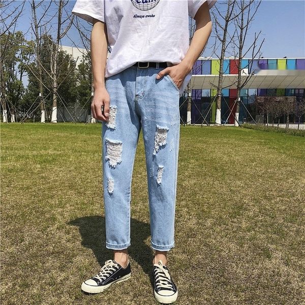 pwg3k summer korean-style men's ripped beggar slim-fit ankle-length jeans trendy jeans trouserstrousers and and trousers light-colored, Blue
pwg3k summer korean-style men's ripped beggar slim-fit ankle-length jeans trendy jeans trouserstrousers and and trousers light-colored, Blue