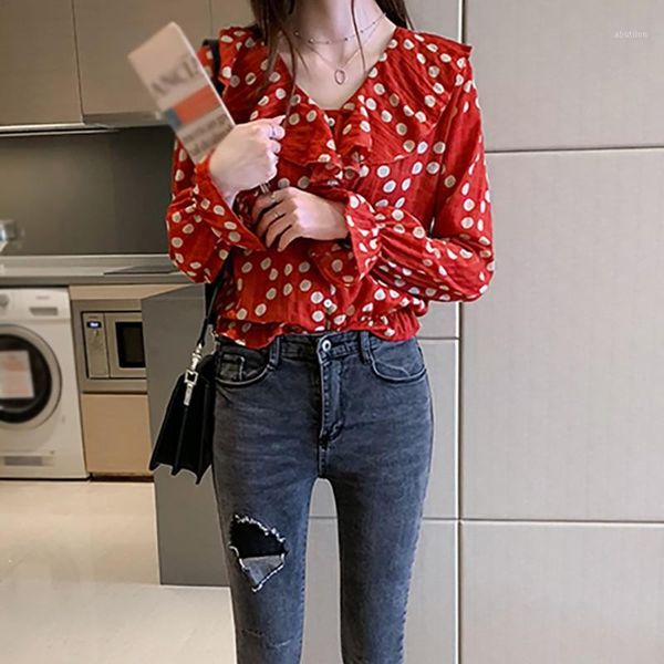 women's blouses & shirts 2021 chiffon shirt female korean version of the ruffled loose bottoming girl polka dot long-sleeved1, White
women's blouses & shirts 2021 chiffon shirt female korean version of the ruffled loose bottoming girl polka dot long-sleeved1, White