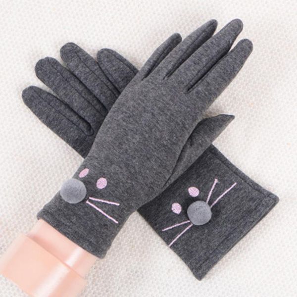 five fingers gloves winter cashmere cute cat embroidery women' thin section plus velvet warm mittens spring windproof cycling driving, Blue;gray
five fingers gloves winter cashmere cute cat embroidery women' thin section plus velvet warm mittens spring windproof cycling driving, Blue;gray