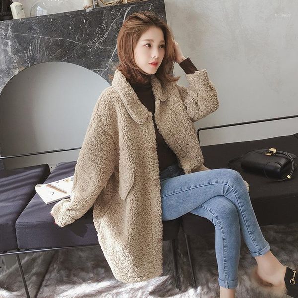 women's lambswool faux fur coat autumn winter new korean fur one-piece fashion casual overcoat thicken warm medium length jacket1, Black
women's lambswool faux fur coat autumn winter new korean fur one-piece fashion casual overcoat thicken warm medium length jacket1, Black