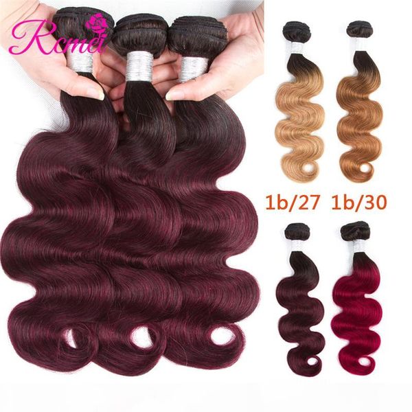 rcmei hair extension ombre indain hair weave bundles two tone 1b burgundy 99j 30 27 body wave human hair bundles 3pc remy, Black 
rcmei hair extension ombre indain hair weave bundles two tone 1b burgundy 99j 30 27 body wave human hair bundles 3pc remy, Black