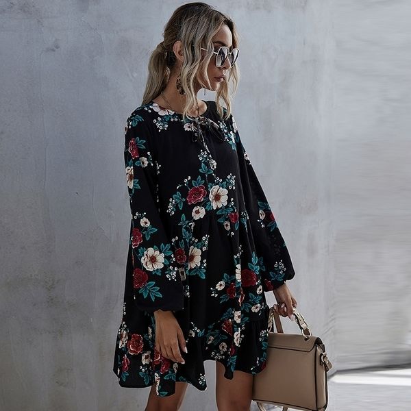 new autumn winter ruffles print dress women o-neck full sleeve high waist floral dress female casual black 201027, Black;gray
new autumn winter ruffles print dress women o-neck full sleeve high waist floral dress female casual black 201027, Black;gray