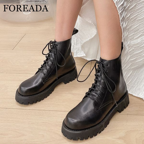 foreada real leather motorcycle boots woman platform med heel ankle boots lace up short thick heel ladies shoes black 40
foreada real leather motorcycle boots woman platform med heel ankle boots lace up short thick heel ladies shoes black 40