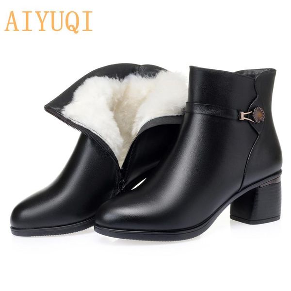 boots aiyuqi genuine leather snow women 2021 round toe british style breathable ankle warm winter, Black
boots aiyuqi genuine leather snow women 2021 round toe british style breathable ankle warm winter, Black