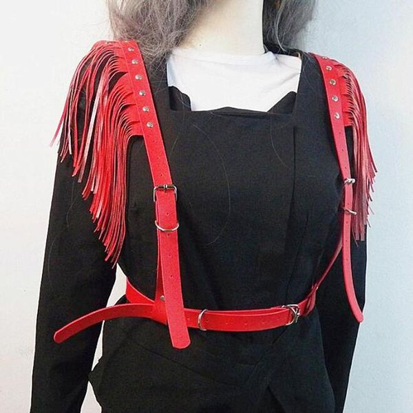 new women punk hollow harajuku leather belts harness body bondage cage bustier corset sculpting tassel belt suspenders, Black;brown
new women punk hollow harajuku leather belts harness body bondage cage bustier corset sculpting tassel belt suspenders, Black;brown