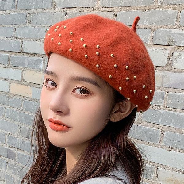 women berets new metal nail drill wool solid color hats female bonnet caps ladies autumn winter warm walking hat cap casquette, Blue;gray
women berets new metal nail drill wool solid color hats female bonnet caps ladies autumn winter warm walking hat cap casquette, Blue;gray