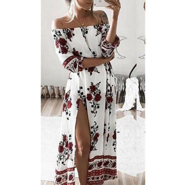 women off shoulder floral print half sleeve maxi boho beach party dress women's dress slash long dresses robe femme, Black;gray
women off shoulder floral print half sleeve maxi boho beach party dress women's dress slash long dresses robe femme, Black;gray