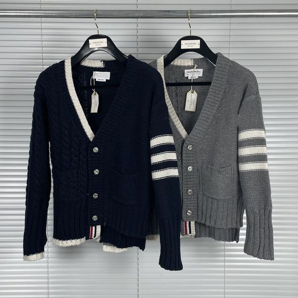 2022 fashion luxury brand tb sweater asymmetry men women v-neck cardigans clothing striped wool solid autumn winter casual coat, Black
2022 fashion luxury brand tb sweater asymmetry men women v-neck cardigans clothing striped wool solid autumn winter casual coat, Black