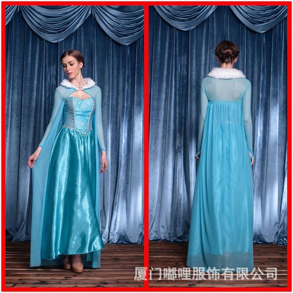 new blue royal halloween costume ice and snow princess aisha dress for adults, Black;gray
new blue royal halloween costume ice and snow princess aisha dress for adults, Black;gray