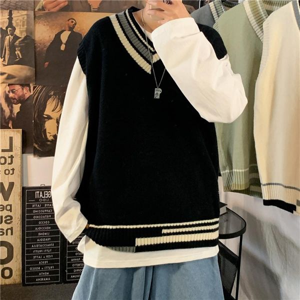 knitted sleeveless sweater vest men simple fashion waistcoat autumn winter harajuku v-neck pullover fashion male clothes, White;black
knitted sleeveless sweater vest men simple fashion waistcoat autumn winter harajuku v-neck pullover fashion male clothes, White;black