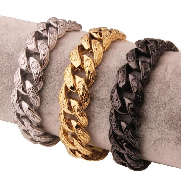 men's bracelet 316l stainless steel wristband jewelry vintage heavy curb cuban link chain bangle bracelets, Black
men's bracelet 316l stainless steel wristband jewelry vintage heavy curb cuban link chain bangle bracelets, Black