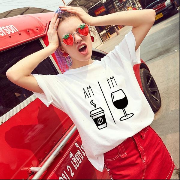 am coffee pm red wine femal tshirt tees kawaii t shirts women harajuku short sleeve fun ulzzang t shirt, White
am coffee pm red wine femal tshirt tees kawaii t shirts women harajuku short sleeve fun ulzzang t shirt, White