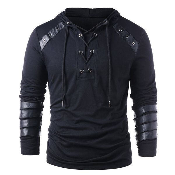 spring men hoodies drawstring leather patchwork hooded sweatshirt long sleeve male casual pullover blouses s19824, Black
spring men hoodies drawstring leather patchwork hooded sweatshirt long sleeve male casual pullover blouses s19824, Black