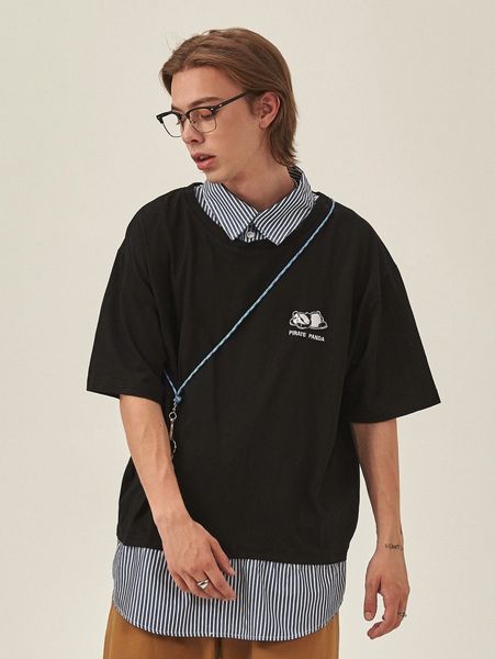 extended sizes men letter & panda embroidery drop shoulder 2 in 1 polo shirt 56rg#, White;black
extended sizes men letter & panda embroidery drop shoulder 2 in 1 polo shirt 56rg#, White;black
