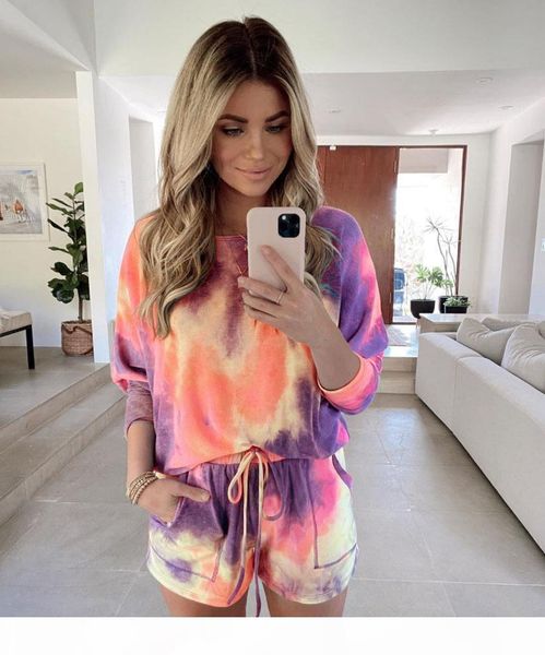 tie dye loose womens sets short sleeve drawsting o-neck casual women 2pcs shorts cool two piece pants, White
tie dye loose womens sets short sleeve drawsting o-neck casual women 2pcs shorts cool two piece pants, White