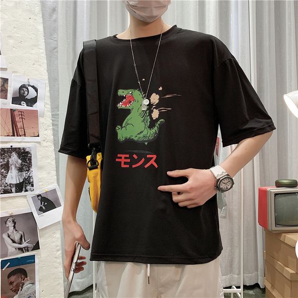 2020 summer men's printed short sleeve loose round neck fashion versatile t-shirt for boys, White;black
2020 summer men's printed short sleeve loose round neck fashion versatile t-shirt for boys, White;black