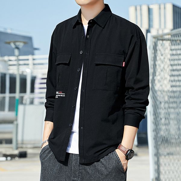 autumn new 2020 casual pocket long sleeve work youth solid color loose shirt men's, White;black
autumn new 2020 casual pocket long sleeve work youth solid color loose shirt men's, White;black