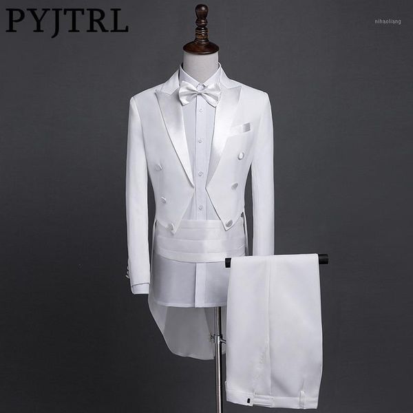 pyjtrl new plus size s-4xl mens classic black white shiny lapel tail coat tuxedo wedding groom stage singer four piece suit1, White;black 
pyjtrl new plus size s-4xl mens classic black white shiny lapel tail coat tuxedo wedding groom stage singer four piece suit1, White;black