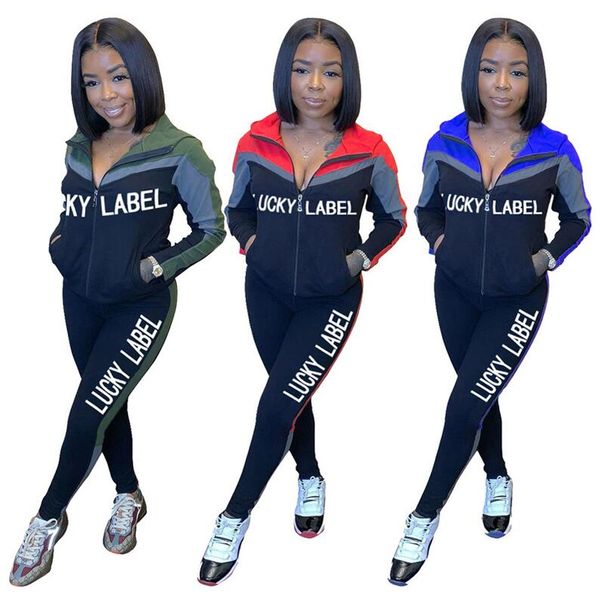 women designers clothes lucky label letter solid color hooded long sleeve zipper jacket pants leggings sports suit two piece outfi, White
women designers clothes lucky label letter solid color hooded long sleeve zipper jacket pants leggings sports suit two piece outfi, White
