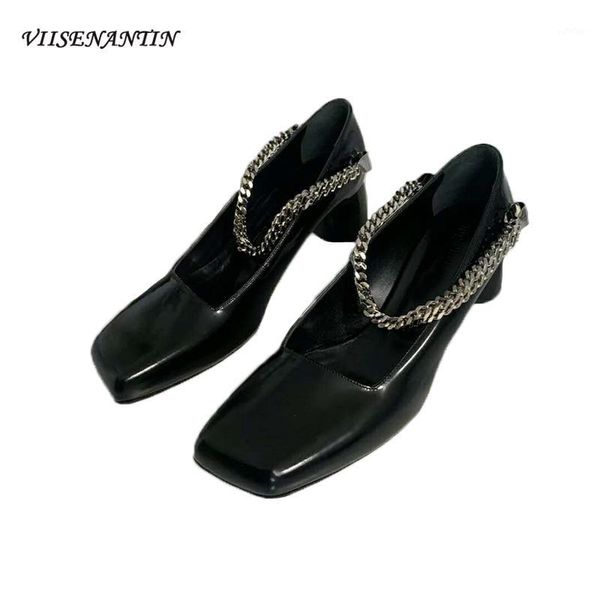 new british style mary jane shoes shallow mouth metal chain square toe thick heel all-match retro single shoes women 2020 summer1, Black
new british style mary jane shoes shallow mouth metal chain square toe thick heel all-match retro single shoes women 2020 summer1, Black