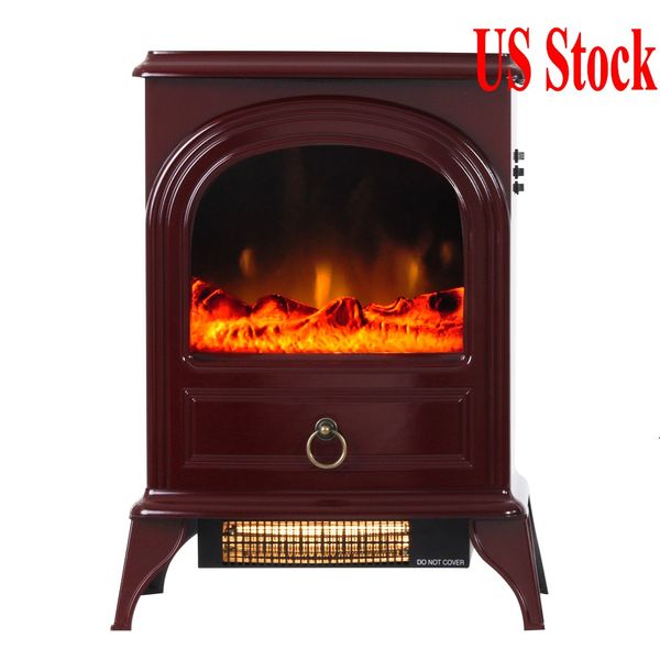 Us Stock Red Valuxhome 750/1500w 22 Inches Electric Stove, Portable Electric Fireplace Heater With Realistic Flame D14703432