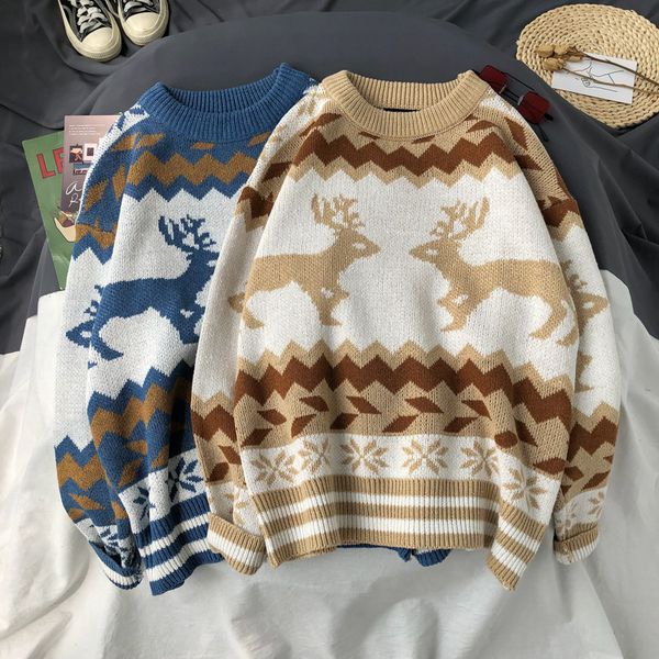 autumn winter men and women christmas sweater elk pattern ins knitting sweater men round neck long sleeve warm loose sweatshirts, Black
autumn winter men and women christmas sweater elk pattern ins knitting sweater men round neck long sleeve warm loose sweatshirts, Black