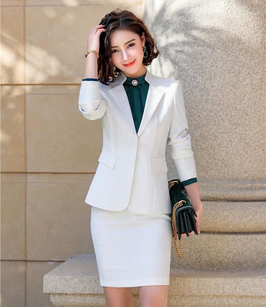 work dresses novelty white formal business suits with skirt and blazer coat & jackets for ladies office professional styles female blazers1, White;black
work dresses novelty white formal business suits with skirt and blazer coat & jackets for ladies office professional styles female blazers1, White;black