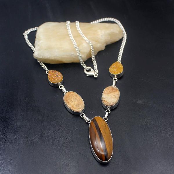 unique tigers eye titanium jasper925 sterling silver color women jewelry pendant necklace 21 inch tf454
unique tigers eye titanium jasper925 sterling silver color women jewelry pendant necklace 21 inch tf454