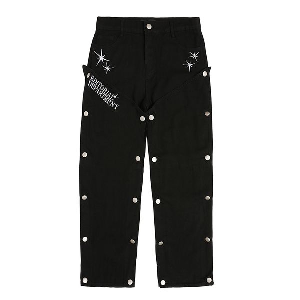 hip hop front button pockets letter embroidery casual trousers for men and women straight oversized loose pants, Black
hip hop front button pockets letter embroidery casual trousers for men and women straight oversized loose pants, Black
