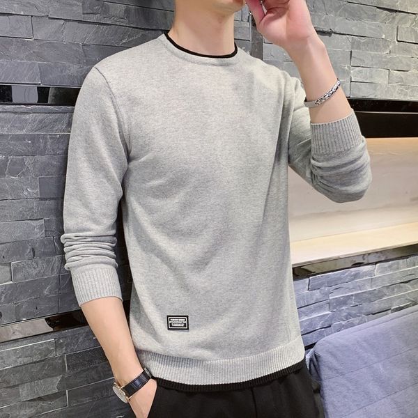 long sleeve t-shirt new autumn and winter knitwear casual slim round collar clothes men's plush thickening, White;black
long sleeve t-shirt new autumn and winter knitwear casual slim round collar clothes men's plush thickening, White;black