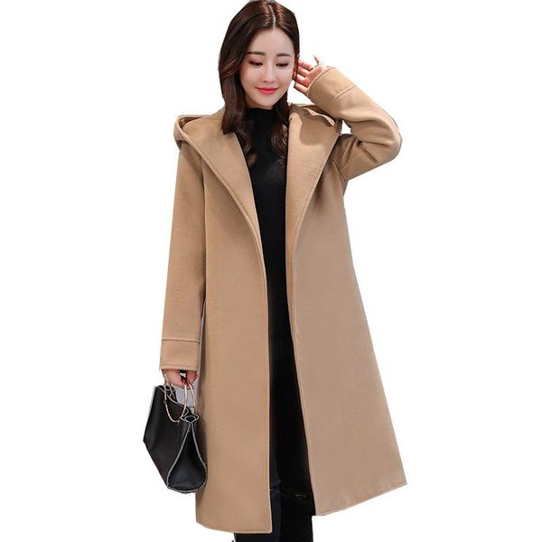 women's wool & blends 2021 korean fashion winter woolen coat female long hooded autumn lapel solid loose jacket, Black
women's wool & blends 2021 korean fashion winter woolen coat female long hooded autumn lapel solid loose jacket, Black