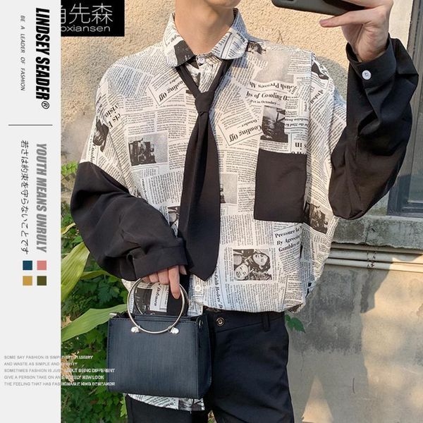 men's shirt vintage print newspaper shirts fake tie office gentleman silky soft shirt longsleeve loose streetwear shirts1, White;black
men's shirt vintage print newspaper shirts fake tie office gentleman silky soft shirt longsleeve loose streetwear shirts1, White;black
