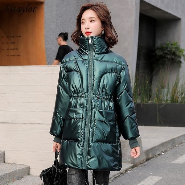 fitaylor winter jacket stand collar medium long windproof slim bright color parka thick warm snow coat silver outwear 201109, Black 
fitaylor winter jacket stand collar medium long windproof slim bright color parka thick warm snow coat silver outwear 201109, Black