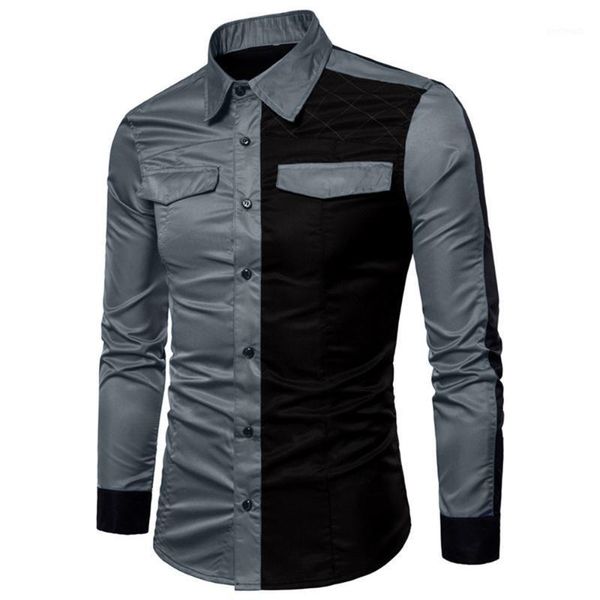 men's casual shirts mens long sleeve oxford blouse and formal suits slim fit tee dress patchwork color, White;black
men's casual shirts mens long sleeve oxford blouse and formal suits slim fit tee dress patchwork color, White;black
