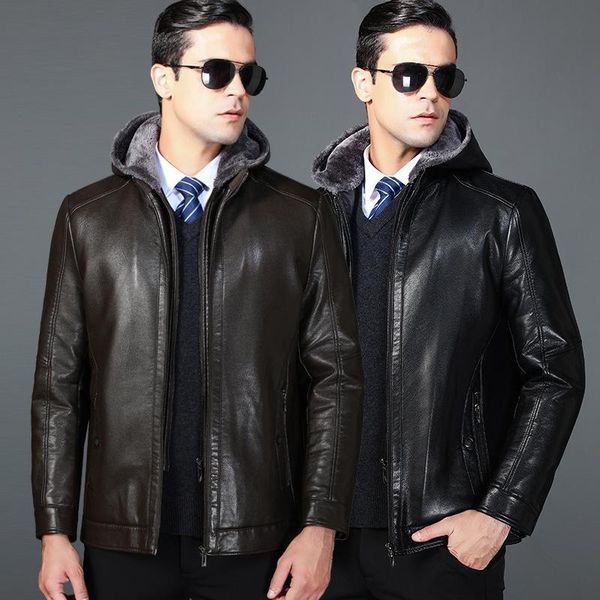 the new 2021 middle-aged men leather daddy hooded fur clothing middle-aged and old men's autumn/winter jacket coat, Black
the new 2021 middle-aged men leather daddy hooded fur clothing middle-aged and old men's autumn/winter jacket coat, Black