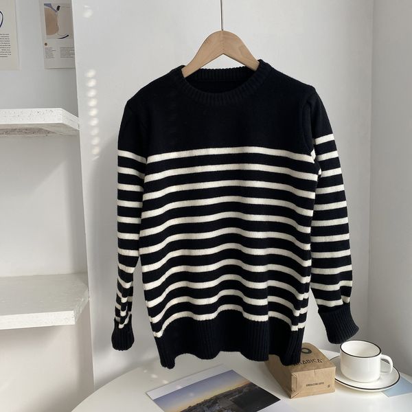 2021 new spring o-neck thin striped knitted fashion sweater casual women clothes pullovers pull femme o8w5, White
2021 new spring o-neck thin striped knitted fashion sweater casual women clothes pullovers pull femme o8w5, White