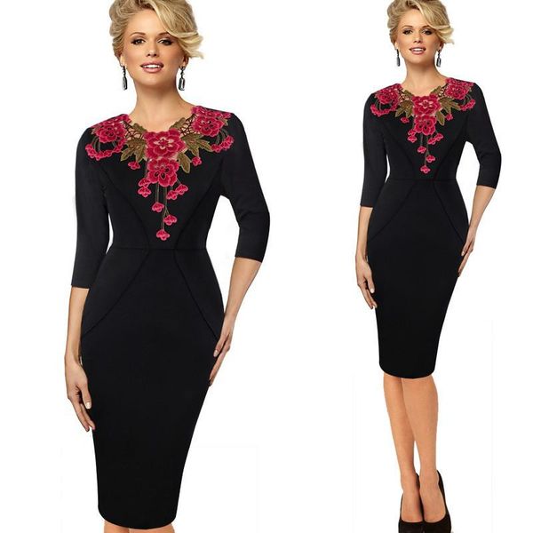 2020 autumn winter women floral embroidery hollow out lace long sleeve dress office party club bodycon sheath pencil dress, Black;gray
2020 autumn winter women floral embroidery hollow out lace long sleeve dress office party club bodycon sheath pencil dress, Black;gray
