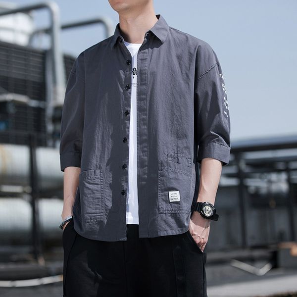 pezl5 coat new cropped sleeve shirt summer men's korean handsome loose style trendy short sleeve shirt coat kikge, Blue
pezl5 coat new cropped sleeve shirt summer men's korean handsome loose style trendy short sleeve shirt coat kikge, Blue